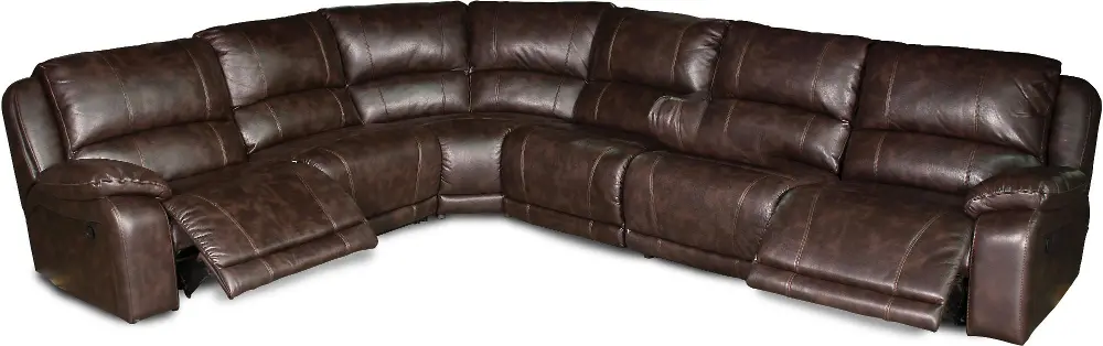3x Manual Chandler Tobacco Brown Upholstered 6 Piece Reclining Sectional-1