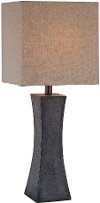 Dark Brown Walnut Wood-Like Base Table Lamp