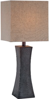 Dark Brown Walnut Wood-Like Base Table Lamp