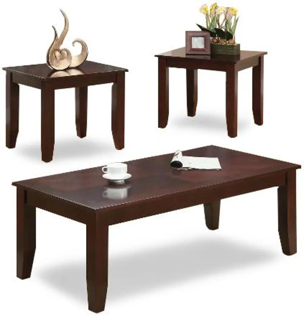 Brown 3 Piece Coffee Table Set - Vincent-1