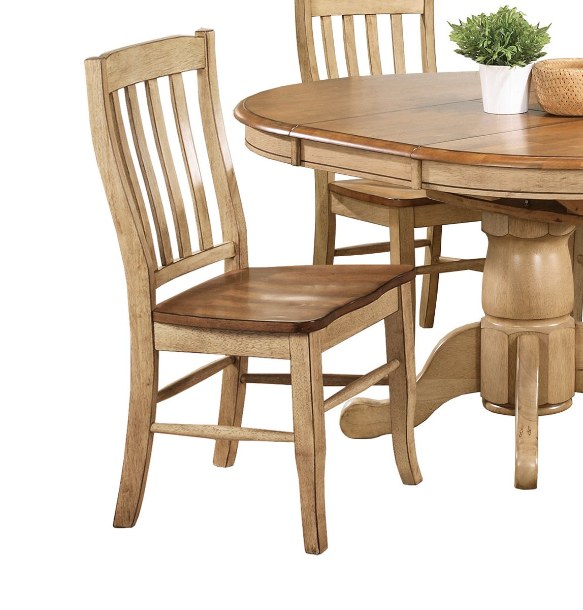 Light Brown Two Tone Slat Back Dining Room Chair - Quails Run Collection-2