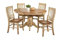 Quails Run Country Light Brown Two Tone 5 Piece Round Dining Set