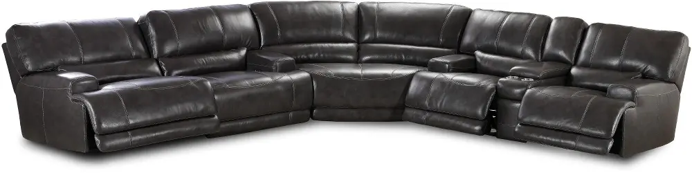 Charcoal Leather-Match 3 Piece Reclining Sectional - DISCONTINUED-1
