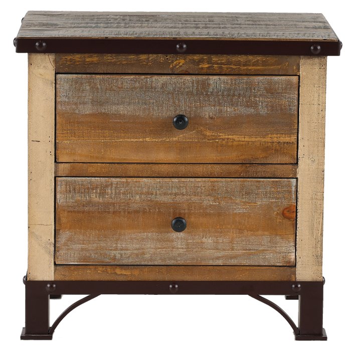 Rustic Contemporary Nightstand - Antique