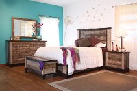 Rustic Contemporary 4 Piece Queen Bedroom Set - Antique