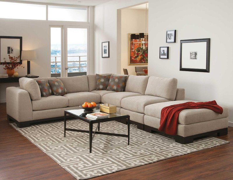 Beige Upholstered 4 Piece Sectional RC Willey Furniture Store
