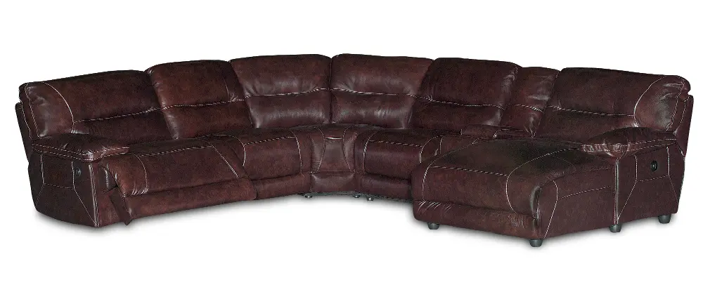 Dark Brown Leather-Match 6 Piece Right Chaise Sectional - Dylan-1