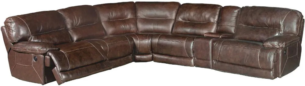 Brown Leather-Match 6 Piece 2x Power Reclining Sectional - Dylan-1
