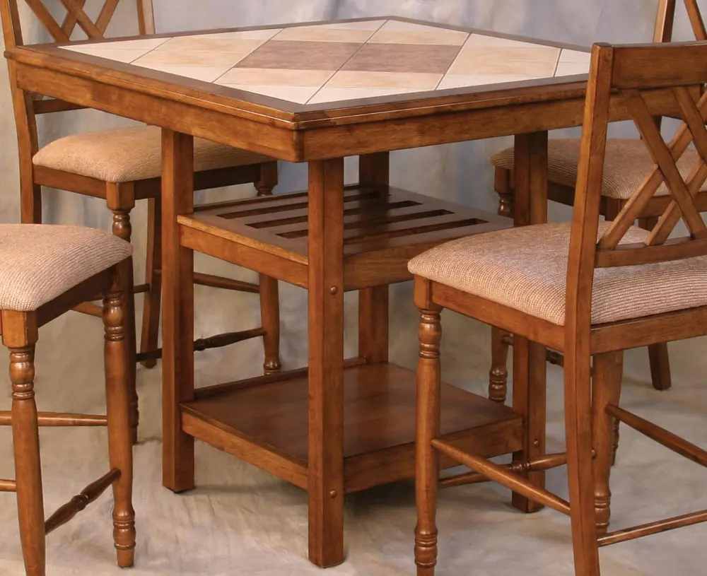 Oak & Tile Counter Height Table-1