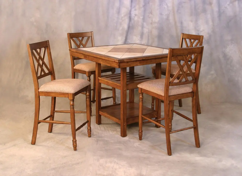 Oak & Tile 5 Piece Counter Height Dining Set-1