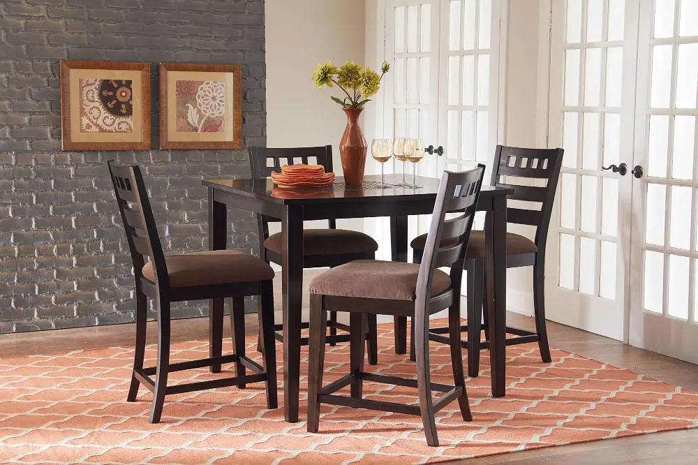 Buckeye Cocoa Brown 5 Piece Counter Height Dining Set-1