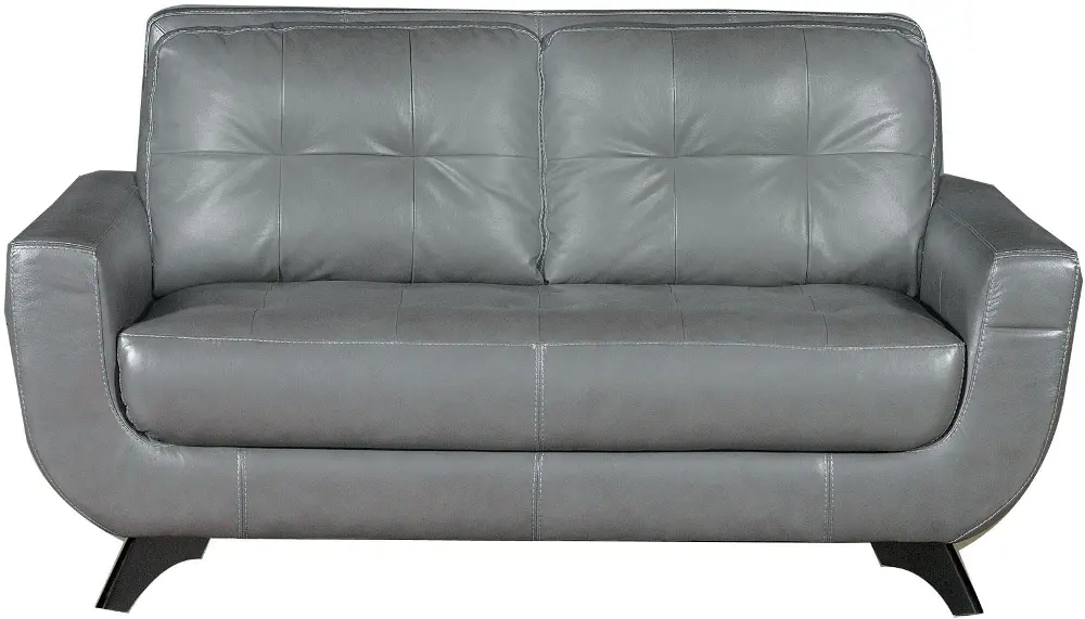 Modern 67 Inch Gray Leather Loveseat-1
