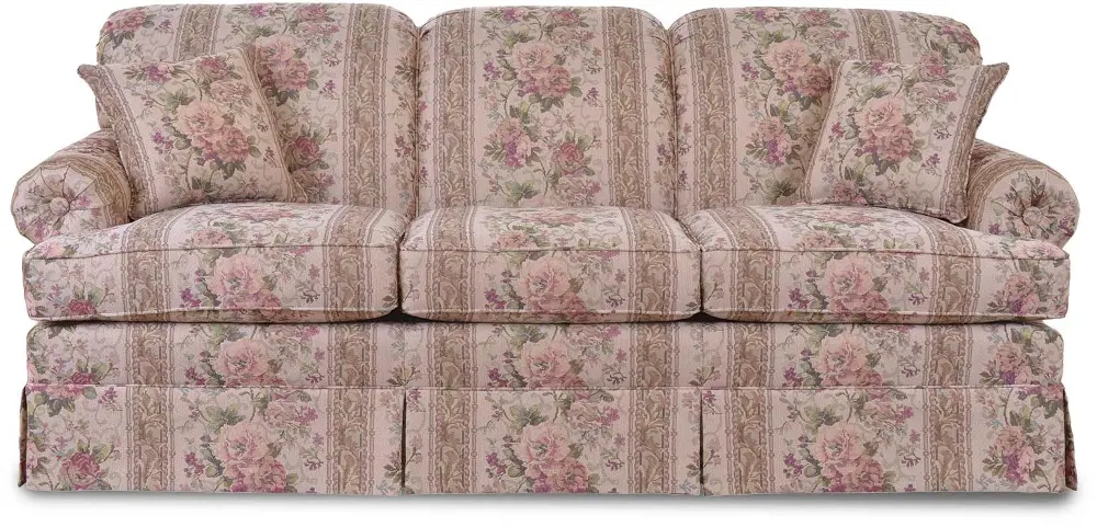 86 Inch Floral Upholstered Sofa-1