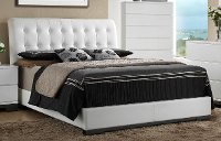 Contemporary White Queen Upholstered Bed - Avery