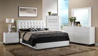 White Contemporary 6 Piece Queen Bedroom Set - Avery
