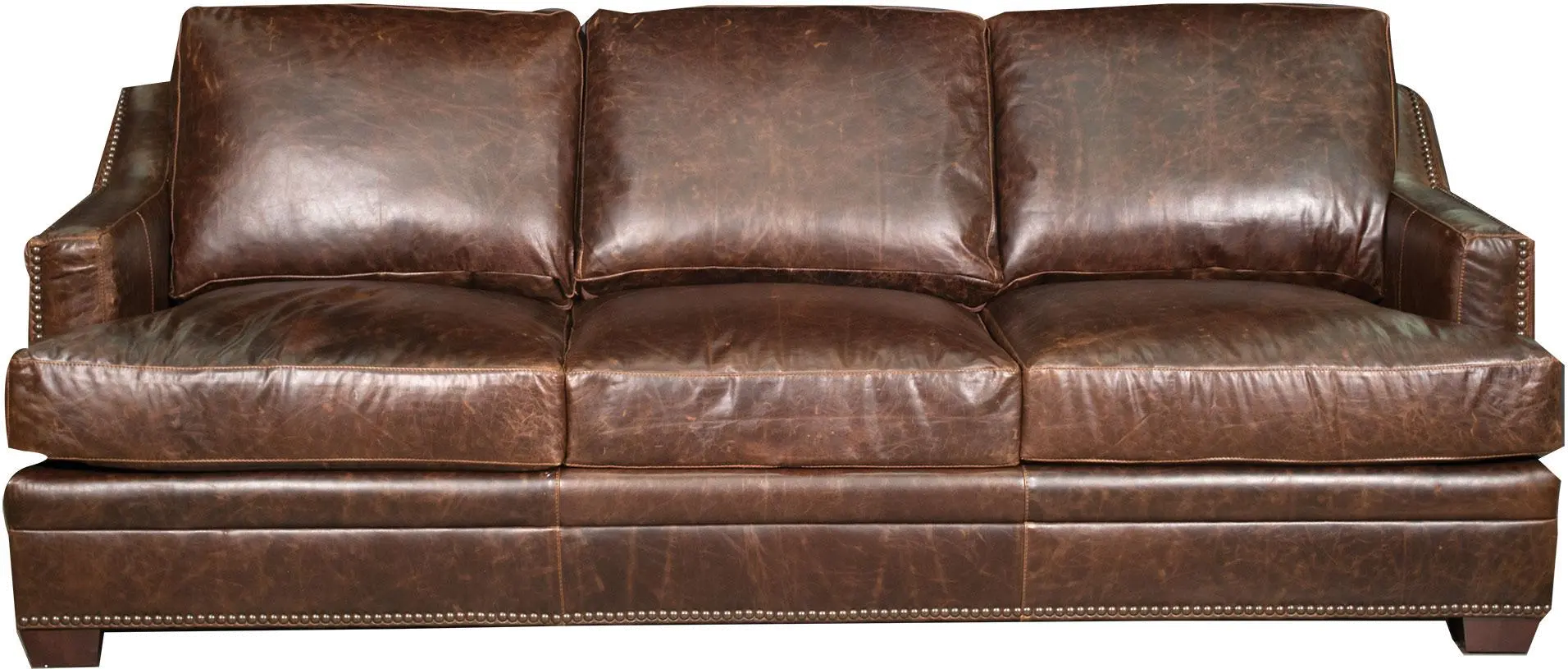 Classic Contemporary Brown Leather Sofa - Antique-1