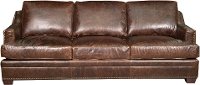 Classic Contemporary Brown Leather Sofa - Antique