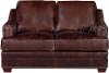 Classic Contemporary Brown Leather Loveseat - Antique