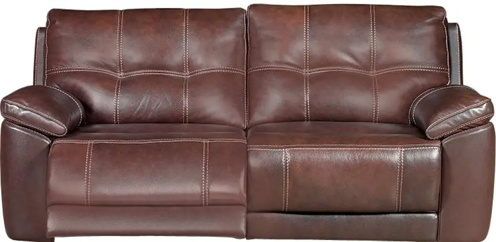 82 Inch Dark Brown Leather-Match Power Reclining Sofa-1