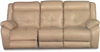 Pebble Tan Leather-Match Manual Reclining Sofa - Nuveau