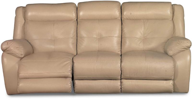 Pebble Tan LeatherMatch Manual Reclining Sofa Nuveau