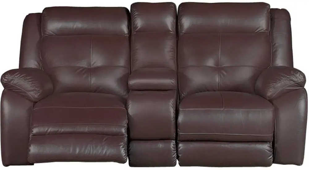 Chocolate Leather-Match Manual Glider Reclining Loveseat - Nuveau-1