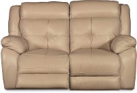 Tan Leather-Match Power Reclining Loveseat - Nuveau