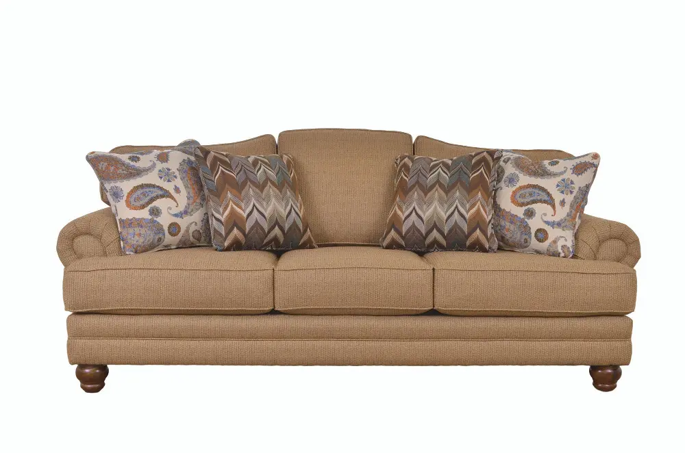 Wondrous 90 Inch Tan Upholstered Sofa-1