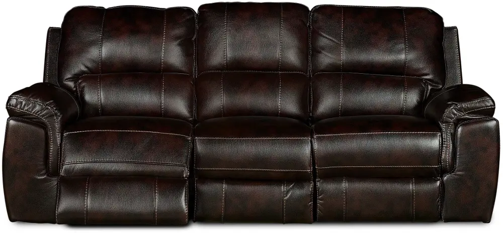 90 Inch Dark Brown Upholstered Reclining Sofa-1