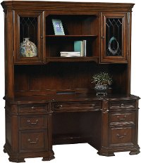 Classic Brown Office Desk and Hutch - Westchester