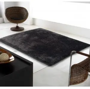 8 x 10 Large Black Area Rug - Viscose-2
