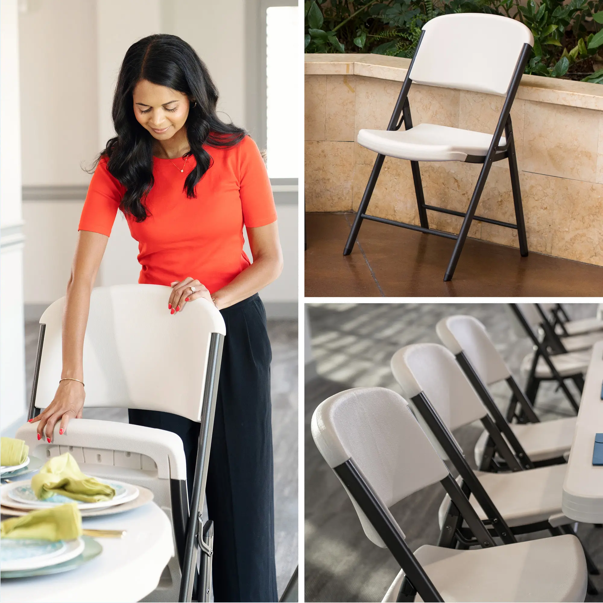 42803 Lifetime 4-Pack Almond Folding Chairs-3