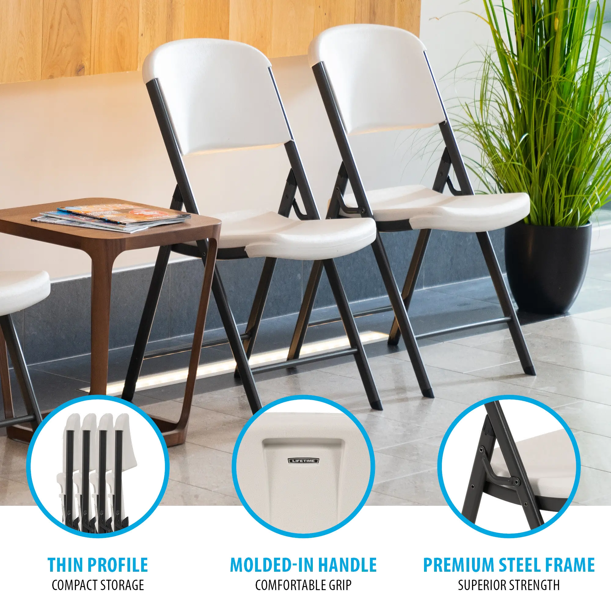 42803 Lifetime 4-Pack Almond Folding Chairs-5
