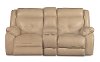 Tan Leather-Match Manual Reclining Sofa & Gliding Console Loveseat - Nuveau