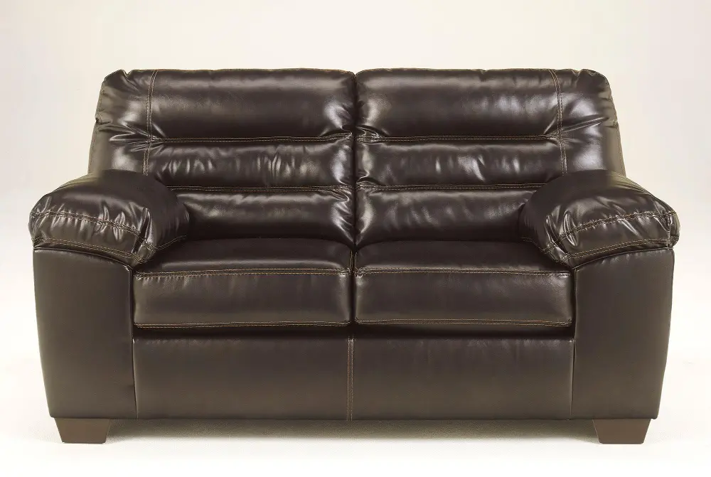 Seales 69 Inch Chocolate Upholstered Loveseat-1