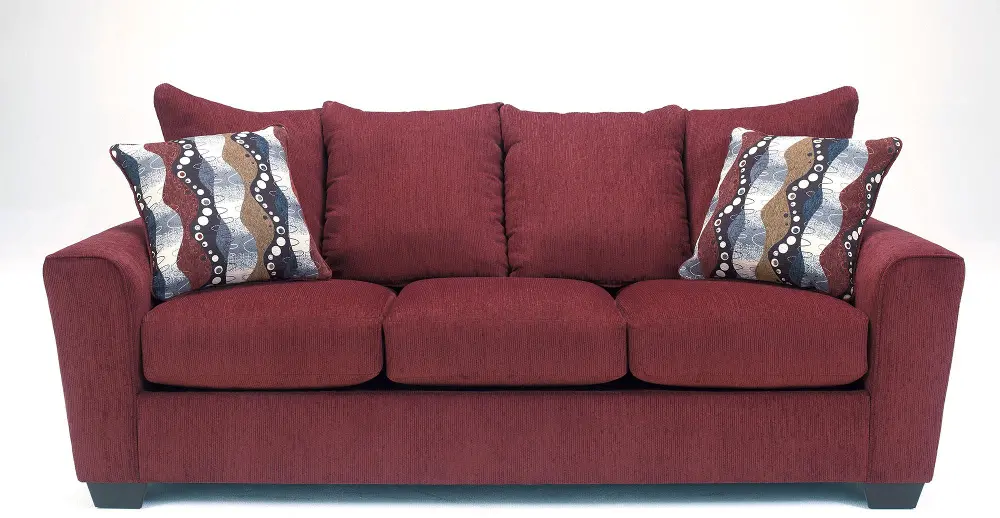 Brogain 87 Inch Red Upholstered Sofa-1