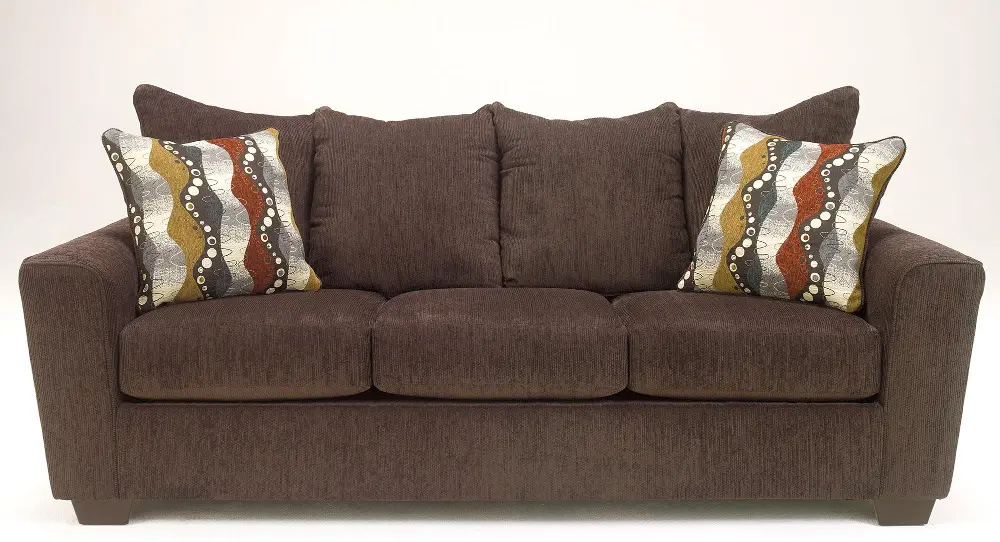 Brogain 87 Inch Walnut Upholstered Sofa-1