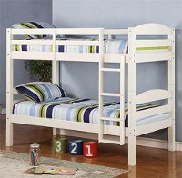Contemporary White Twin-over-Twin Bunk Bed - Carolina