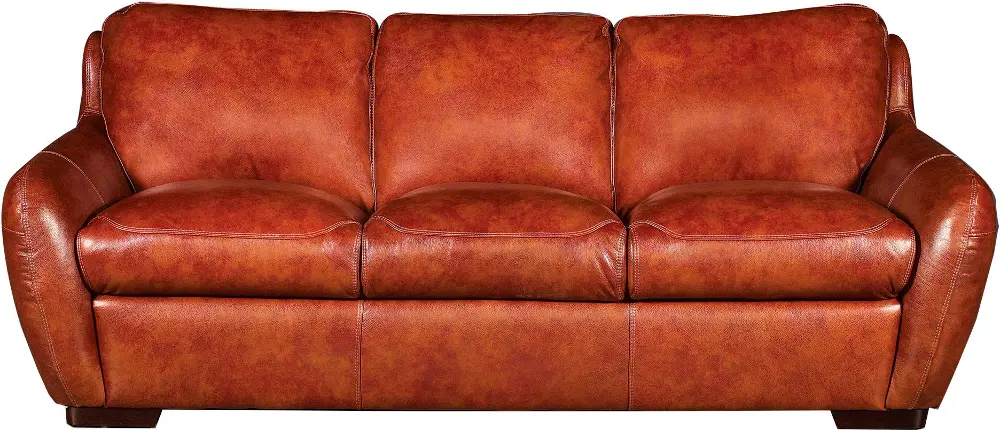 Modern 91 Inch Chestnut Leather Sofa-1