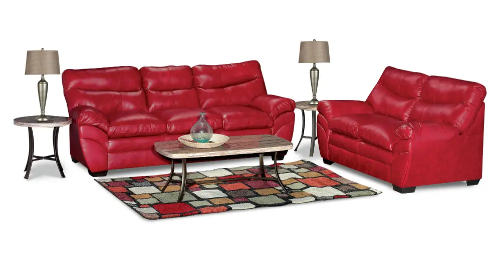 Cardinal Red Upholstered 7 Piece Room Group-1