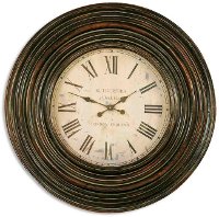 Burnished Brown Wooden Wall Clock