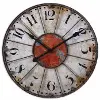 Clearance Ellsworth Distressed Ivory and Red Metal Wall Clock