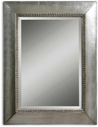 Antiqued Scratched Silver Leaf Wall Mirror
