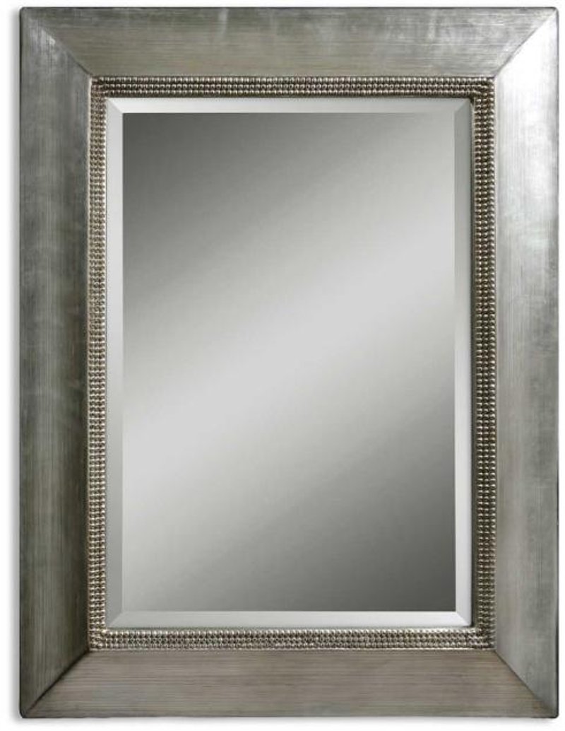 Antiqued Scratched Silver Leaf Wall Mirror