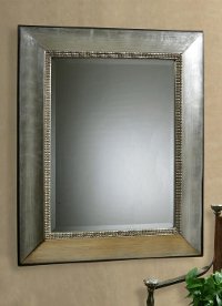 Antiqued Scratched Silver Leaf Wall Mirror-2