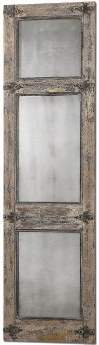 Heavily Distressed Slate Blue Leaner Mirror-2