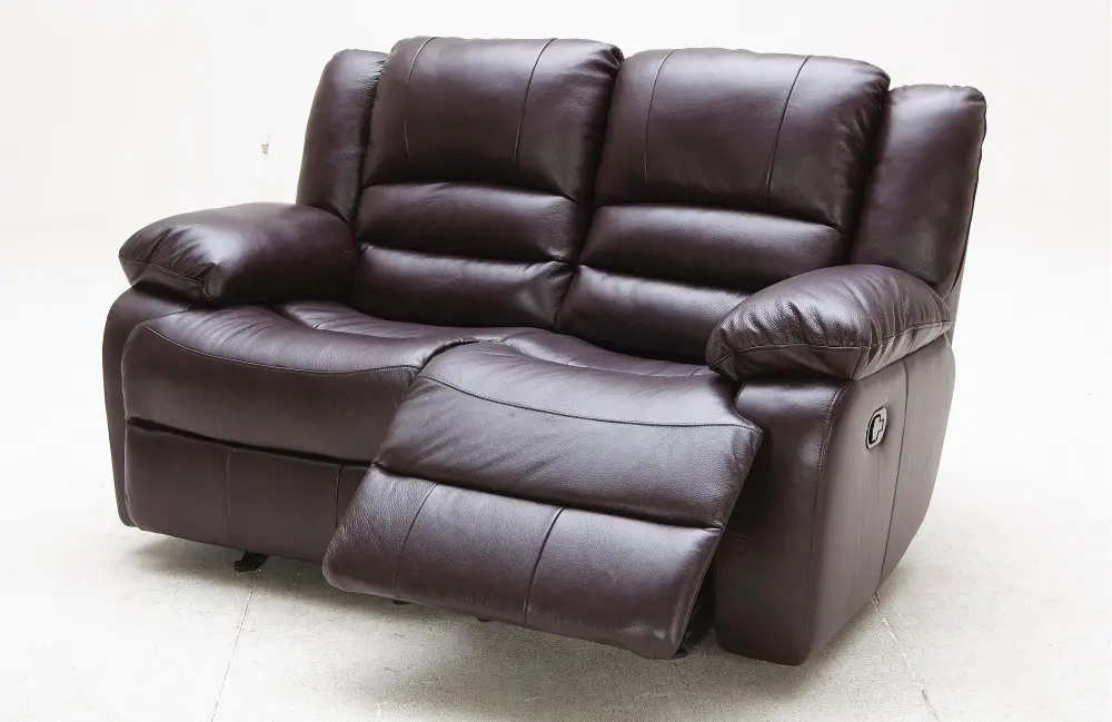 Expresso Dual Power Reclining Leather Loveseat - K-Motion-1