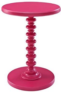 Bubblegum Pink Pedestal Spindle Accent Table