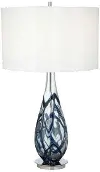Indigo Blue Swirl Art Glass Table Lamp