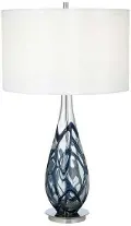 Indigo Blue Swirl Art Glass Table Lamp